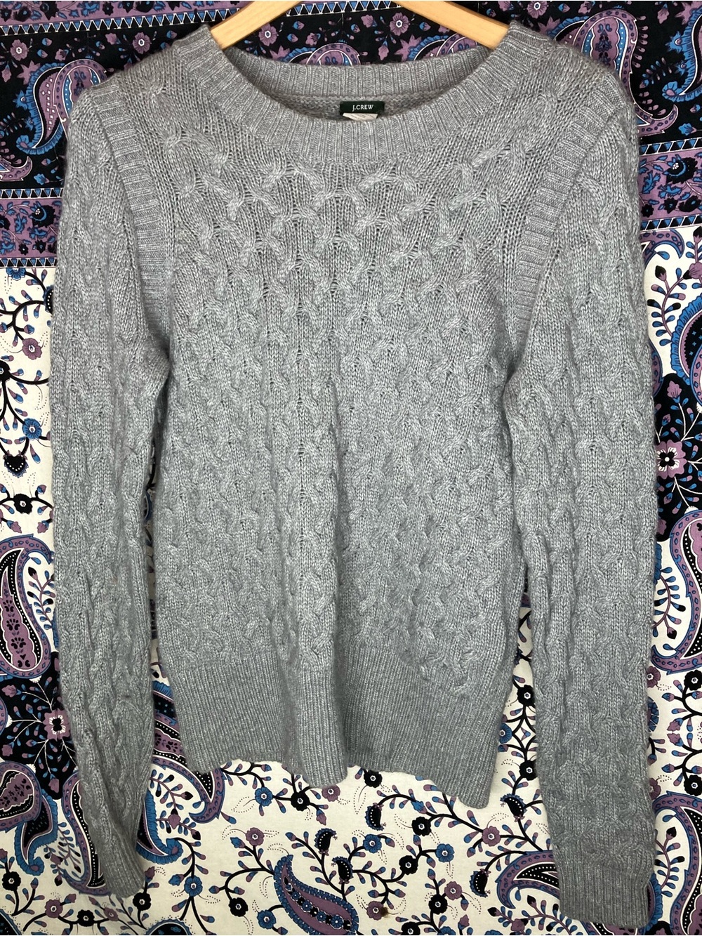 J crew angora blend cable knit sweater M